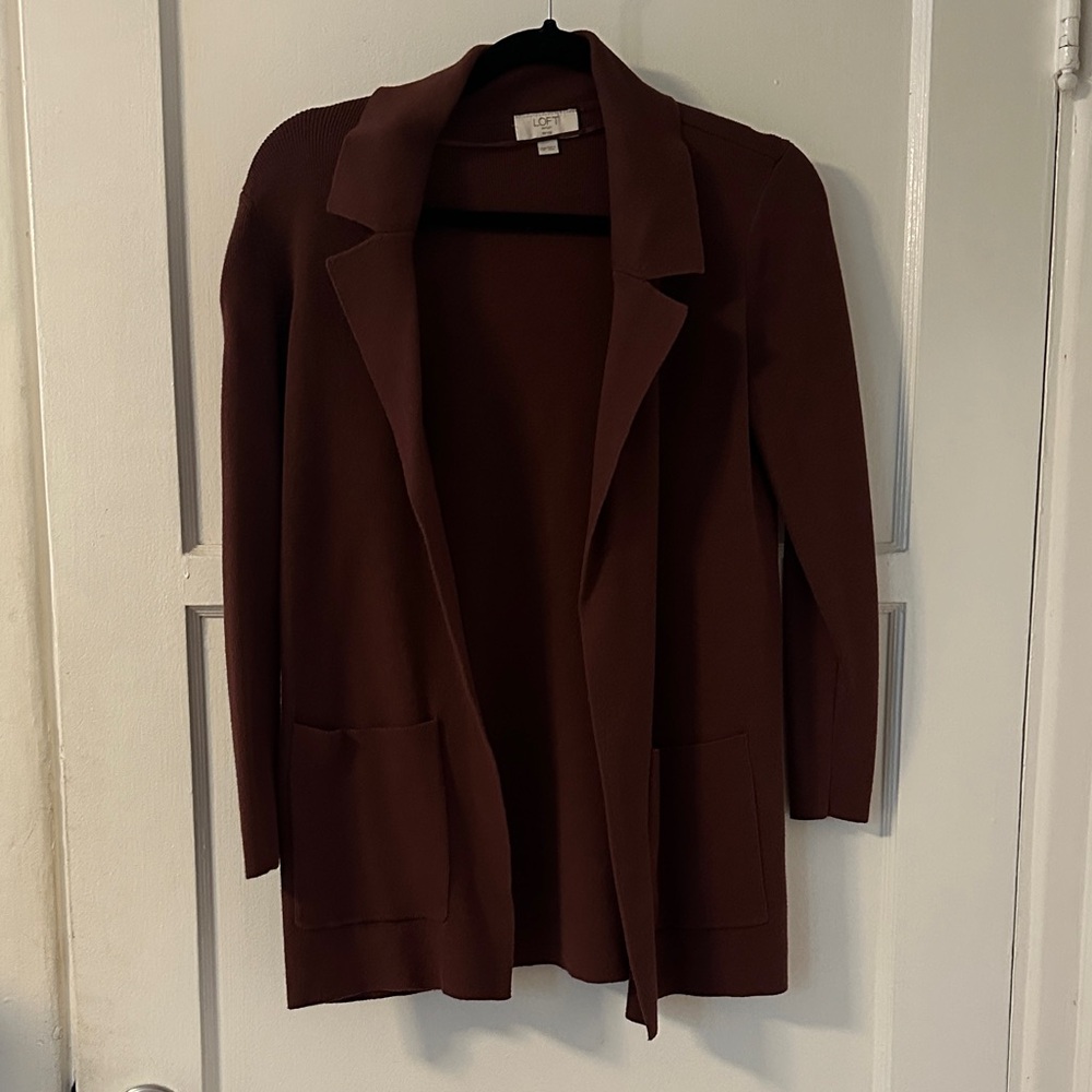 LOFT Dark Brown Open Front Cardigan